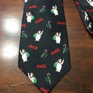 Coca Cola Polar Bear Santa Mens Necktie Tie Silk